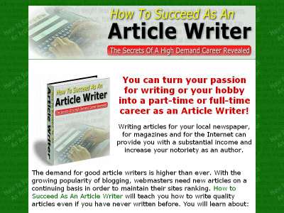 Product picture How To Succeed As An Article Writer